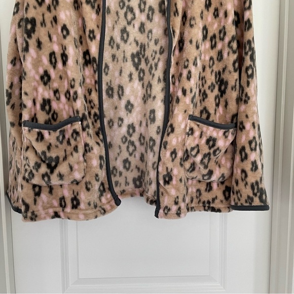 Cuddl Duds Fleece Leopard Cardigan Robe Size M - Picture 3 of 6